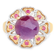 Bids.com 14K Yellow Gold Plated 5.55 Carat Genuine Pink Sapphire & Ruby .925 Sterling Silver Ring Rings White Smoke size 6.00,size 7.00,size 8.00,size 9.00