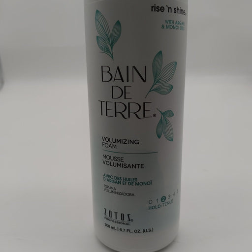 VIP Extensions Bain de Terre Rise 'N Shine Volumizing Foam, Lightweight Medium Hold & Volume with Argan & Monoi Oils, Paraben-Free, Color-Safe, Vegan Mousse Gray