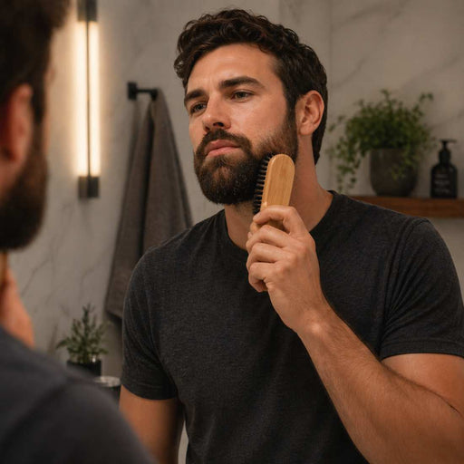 Shave Essentials Bamboo Beard Brush Duo Combs & Brushes Black
