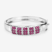 Bids.com 6.65 Carat Genuine Ruby and White Topaz .925 Sterling Silver Bracelet Bracelets Lavender size 7.00,size 7.50