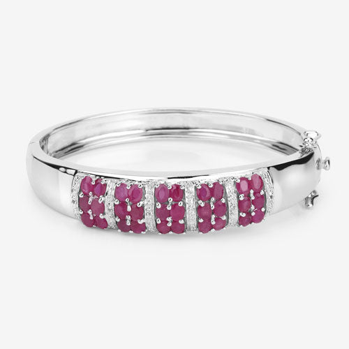 Bids.com 6.65 Carat Genuine Ruby and White Topaz .925 Sterling Silver Bracelet Bracelets Lavender size 7.00,size 7.50