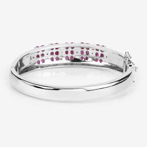 Bids.com 6.65 Carat Genuine Ruby and White Topaz .925 Sterling Silver Bracelet Bracelets Lavender size 7.00,size 7.50
