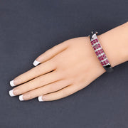 Bids.com 6.65 Carat Genuine Ruby and White Topaz .925 Sterling Silver Bracelet Bracelets Dark Slate Gray size 7.00,size 7.50