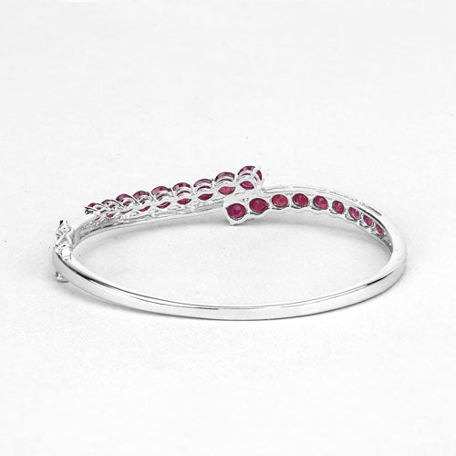 Bids.com 9.10 Carat Glass Filled Ruby .925 Sterling Silver Bangle Bracelets White Smoke size 7.00,size 8.00,size 8.50