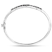 Bids.com 2.28 Carat Genuine Black Diamond .925 Sterling Silver Bangle Bracelets White Smoke size 7.50