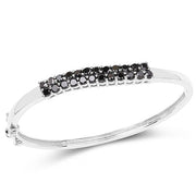 Bids.com 3.53 Carat Genuine Black Diamond .925 Sterling Silver Bangle Bracelets White Smoke size 7.50