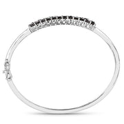 Bids.com 3.53 Carat Genuine Black Diamond .925 Sterling Silver Bangle Bracelets White Smoke size 7.50