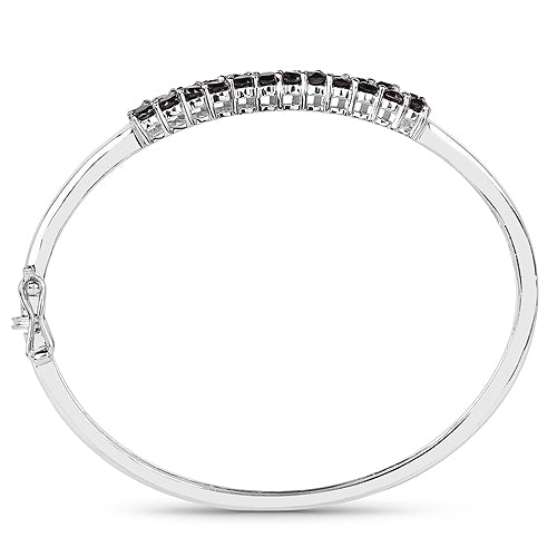 Bids.com 3.53 Carat Genuine Black Diamond .925 Sterling Silver Bangle Bracelets White Smoke size 7.50