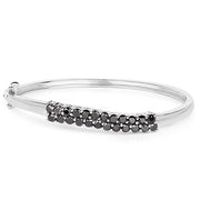 Bids.com 3.53 Carat Genuine Black Diamond .925 Sterling Silver Bangle Bracelets White Smoke size 7.50