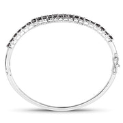 Bids.com 4.00 Carat Genuine Black Diamond .925 Sterling Silver Bangle Bracelets White Smoke size 7.50