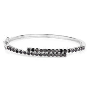 Bids.com 4.00 Carat Genuine Black Diamond .925 Sterling Silver Bangle Bracelets White Smoke size 7.50