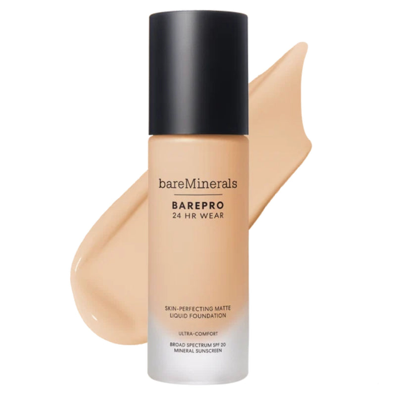 Nava Beauty bareMinerals BarePro 24HR Wear Skin-Perfecting Matte Liquid Foundation Mineral SPF 20 Complexion White Smoke Fair 05 Cool,Fair 10 Warm,Fair 10 Neutral,Fair 12 Cool,Fair 15 Cool,Fair 15 Warm,Fair 15 Neutral,Fair 17 Neutral,Light 20 Warm,Light 21 Cool,Light 21 Warm,Light 21 Neutral,Light 22 Warm,Light 25 Cool,Light 26 Cool,Light 27 Cool,Light 27 Neutral,Light 28 N