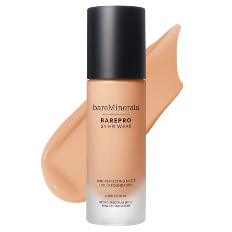 Nava Beauty bareMinerals BarePro 24HR Wear Skin-Perfecting Matte Liquid Foundation Mineral SPF 20 Complexion White Smoke Light 21 Warm,Light 21 Neutral