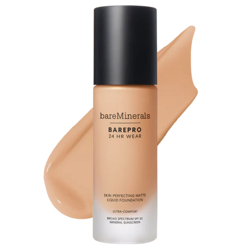 Nava Beauty bareMinerals BarePro 24HR Wear Skin-Perfecting Matte Liquid Foundation Mineral SPF 20 Complexion White Smoke Light 28 Neutral