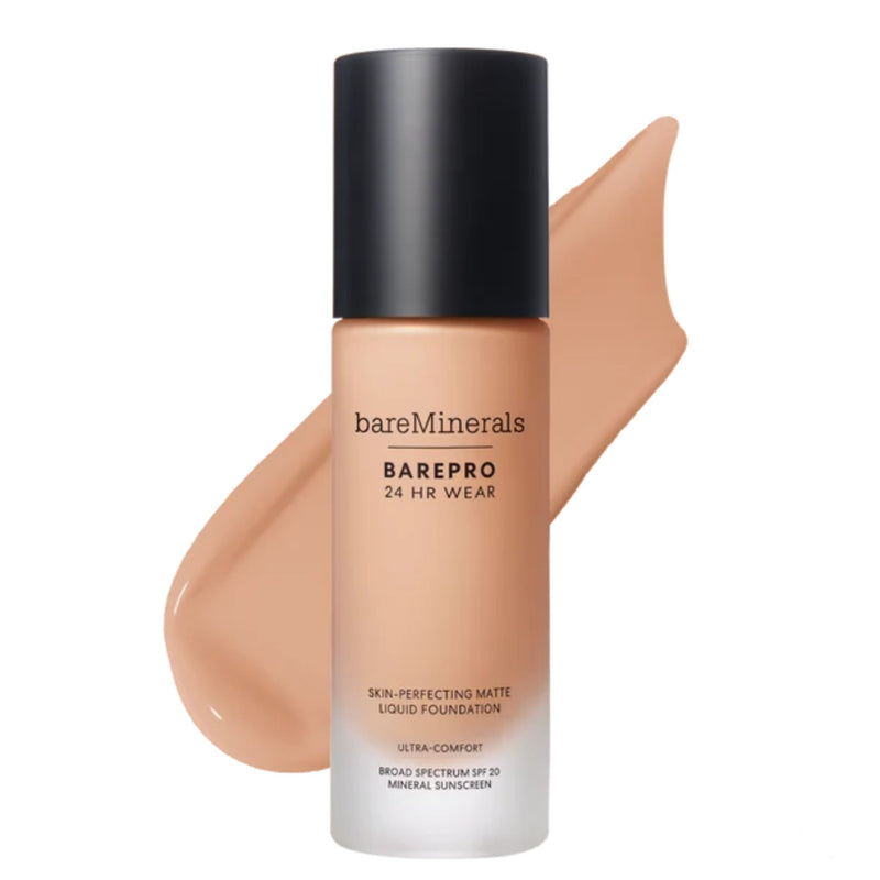 Nava Beauty bareMinerals BarePro 24HR Wear Skin-Perfecting Matte Liquid Foundation Mineral SPF 20 Complexion White Smoke Medium 30 Cool