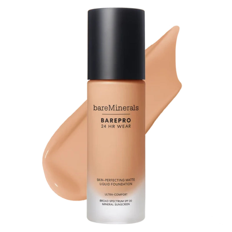 Nava Beauty bareMinerals BarePro 24HR Wear Skin-Perfecting Matte Liquid Foundation Mineral SPF 20 Complexion White Smoke Medium 32 Cool