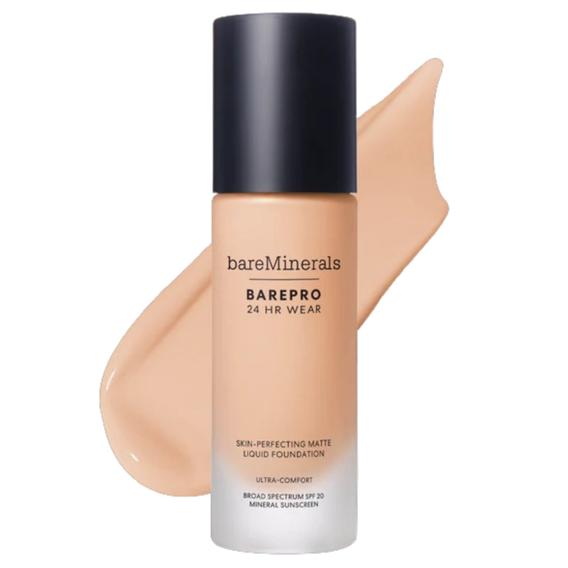 Nava Beauty bareMinerals BarePro 24HR Wear Skin-Perfecting Matte Liquid Foundation Mineral SPF 20 Complexion White Smoke Light 21 Cool,Light 22 Warm