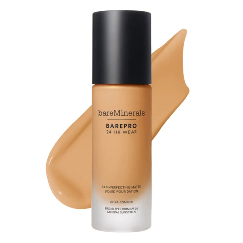 Nava Beauty bareMinerals BarePro 24HR Wear Skin-Perfecting Matte Liquid Foundation Mineral SPF 20 Complexion White Smoke Medium 35 Warm