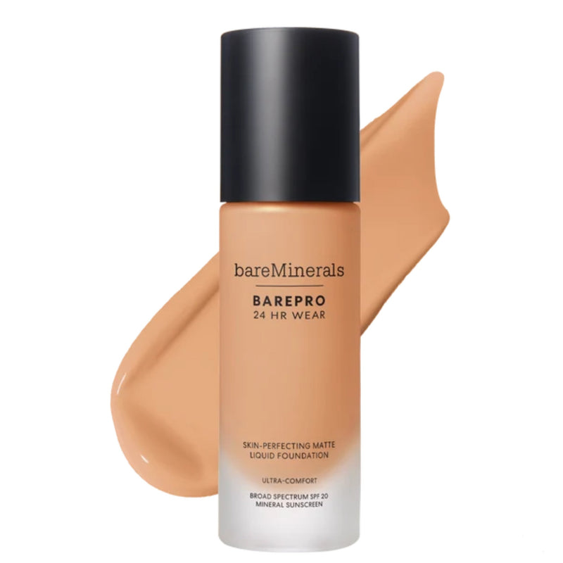 Nava Beauty bareMinerals BarePro 24HR Wear Skin-Perfecting Matte Liquid Foundation Mineral SPF 20 Complexion White Smoke Medium 30 Warm,Medium 37 Warm