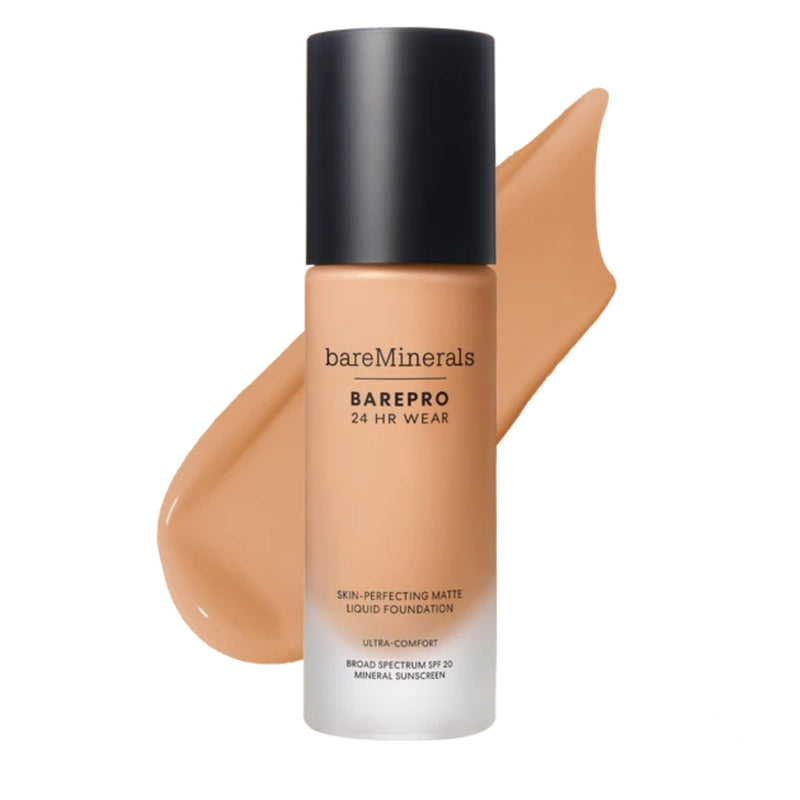 Nava Beauty bareMinerals BarePro 24HR Wear Skin-Perfecting Matte Liquid Foundation Mineral SPF 20 Complexion White Smoke Medium 35 Neutral,Medium Deep 40 Neutral