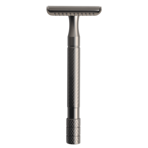 Lather & Wood Shaving Co Safety Razor - Baron Noble - Forge Gray Men Grooming, Health White Smoke