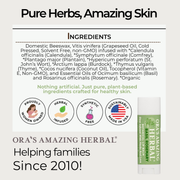 Ora's Amazing Herbal Natural Lip Balm, Herbal Infused, Basil Rosemary White Smoke
