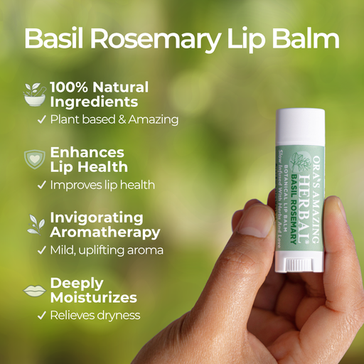 Ora's Amazing Herbal Natural Lip Balm, Herbal Infused, Basil Rosemary Yellow Green