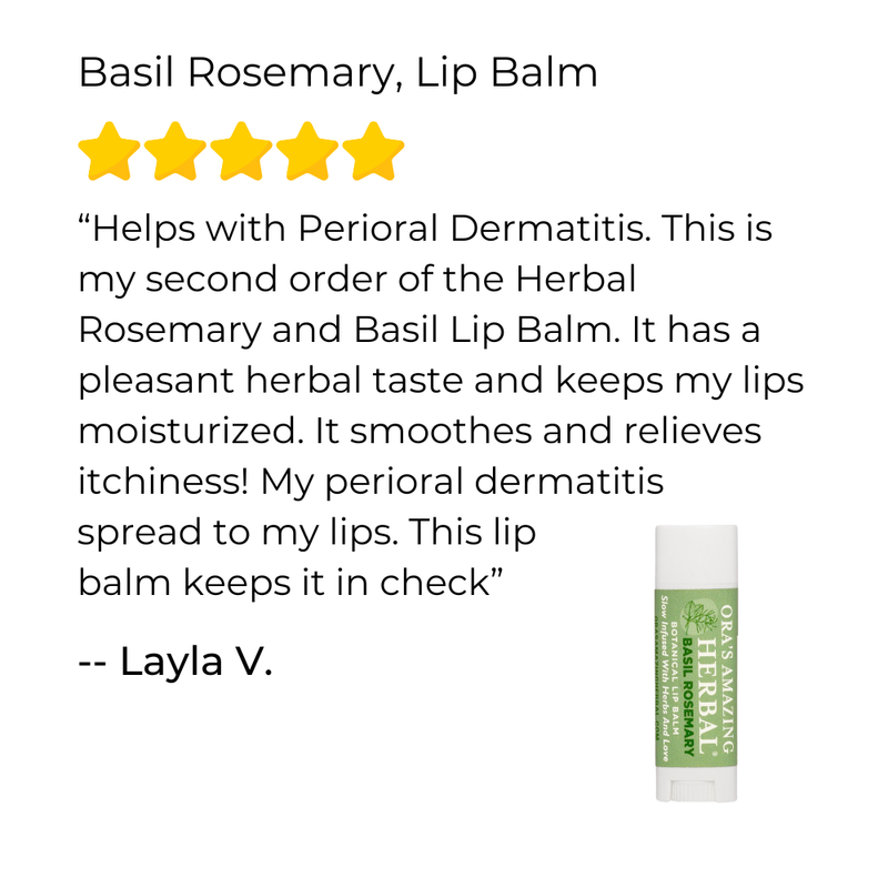 Ora's Amazing Herbal Natural Lip Balm, Herbal Infused, Basil Rosemary White Smoke