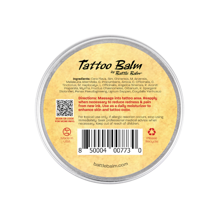 Battle Balm® Battle Balm® Tattoo Balm - Tattoo Healing, Moisturizer, & Skin Repair Cream Topical analgesic, pain relief ointment, muscle rub Light Goldenrod
