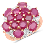 Bids.com 14K Rose Gold Plated 4.52 Carat Genuine Glass Filled Ruby .925 Sterling Silver Ring Rings White Smoke size 7.00,size 8.00,size 6.00