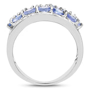 Bids.com 2.76 Carat Genuine Tanzanite and White Topaz .925 Sterling Silver Ring Rings White Smoke size 6.00,size 8.00,size 6.50,size 7.00,size 9.00,size 8.50,size 5.00