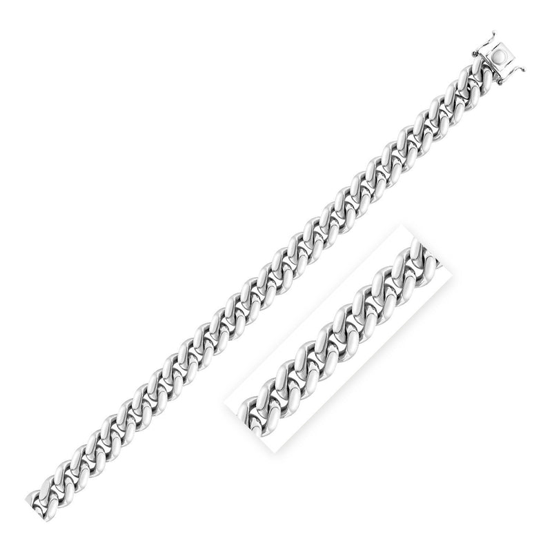 Bids.com Sterling Silver Rhodium Plated Miami Cuban Chain 9.8mm Necklaces White Smoke 24 / Sterling Silver,26 / Sterling Silver