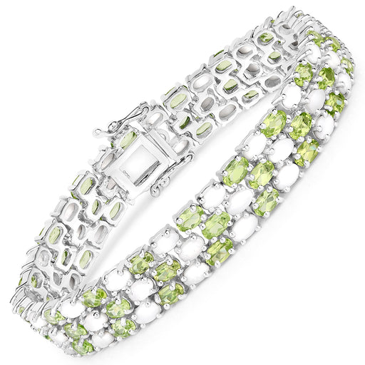 Bids.com 19.73 Carat Genuine Opal and Peridot .925 Sterling Silver Bracelet Bracelets White Smoke size 7.50,size 6.50,size 7.00,size 7.25,size 7.75