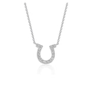 Bids.com 14k White Gold Horseshoe Design Diamond Pendant Necklaces White Smoke 16 / White Gold