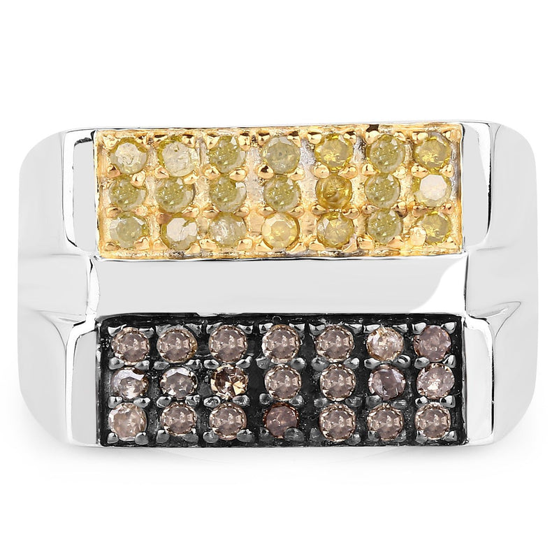 Bids.com 0.63 Carat Genuine Champagne Diamond and Yellow Diamond .925 Sterling Silver Ring Rings Lavender size 6.00,size 7.00,size 8.00,size 9.00