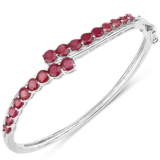 Bids.com 9.10 Carat Glass Filled Ruby .925 Sterling Silver Bangle Bracelets White Smoke size 7.00,size 8.00,size 8.50