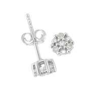 Bids.com .925 Sterling Silver 1/10 cttw Prong Set Round-Cut Trio Diamond Stud Earrings (I-J Color, I3 Clarity) Earrings White Smoke White.Sterling Silver / 0.12