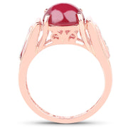 Bids.com 14K Rose Gold Plated 4.71 Carat Genuine Glass Filled Ruby and White Topaz .925 Sterling Silver Ring Rings White Smoke size 6.00,size 8.00,size 7.00,size 9.00