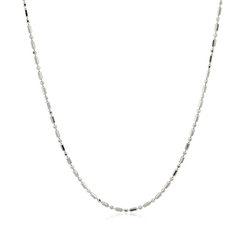 Bids.com 14k White Gold Diamond-Cut Alternating Bead Chain 1.2mm Necklaces White Smoke 16 / White Gold,18 / White Gold,20 / White Gold