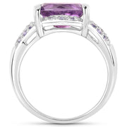 Bids.com 3.08 Carat Genuine Amethyst and Tanzanite .925 Sterling Silver Ring Rings White Smoke size 6.00,size 8.50,size 7.00,size 8.00,size 9.00