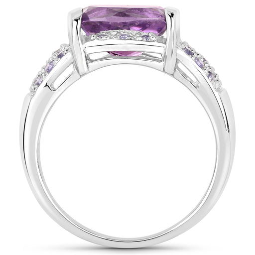 Bids.com 3.08 Carat Genuine Amethyst and Tanzanite .925 Sterling Silver Ring Rings White Smoke size 6.00,size 8.50,size 7.00,size 8.00,size 9.00