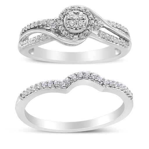Bids.com .925 Sterling Silver 1/3 Cttw Composite Diamond Frame Bypass Bridal Set Ring and Band (I-J Color, I2-I3 Clarity) - Ring Size 7 Rings White Smoke 7 / White.Sterling Silver,9 / White.Sterling Silver,6 / White.Sterling Silver,8 / White.Sterling Silver,5 / White.Sterling Silver,10 / White.Sterling Silver,11 / White.Sterling Silver,12 / White.Sterling Silver,4 / White.Sterling Silver,13 / White.Sterlin