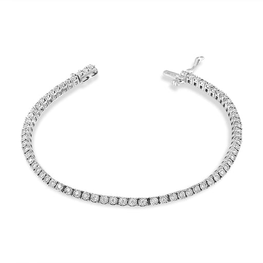 Bids.com 14K White Gold 1.0 Cttw Miracle Set Round-Cut Lab Grown Diamond Illusion Tennis Bracelet (F-G Color, VS2-SI1 Clarity) Size 7" Bracelets White Smoke White.Gold / 7