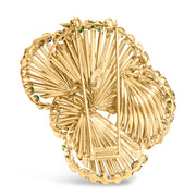 Bids.com 18K Yellow Gold 2 1/3 Cttw Diamond, Sapphire, and Emerald Sculpted Petal Brooch Pin (G-H Color, VS1-VS2 Clarity) Accessories White Smoke Yellow.Gold / 2.3
