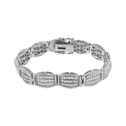 Bids.com .925 Sterling Silver 3.0 Cttw Prong Set Diamond Art Deco Style Tennis Bracelet (I-J Color, I2-I3 Clarity) - 7.25" Bracelets White Smoke White.Sterling Silver / 7.25