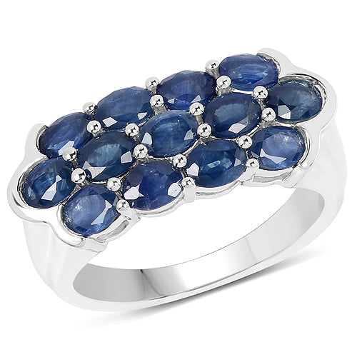Bids.com 2.60 Carat Genuine Blue Sapphire .925 Sterling Silver Ring Rings White Smoke size 8.00,size 10.00,size 6.00,size 7.00,size 9.00,size 5.00,size 11.50