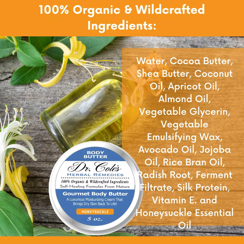 COLEHERBALS LLC 35 - Dr. Cole's Gourmet Body Butter - HONEYSUCKLE Herbal Sandy Brown