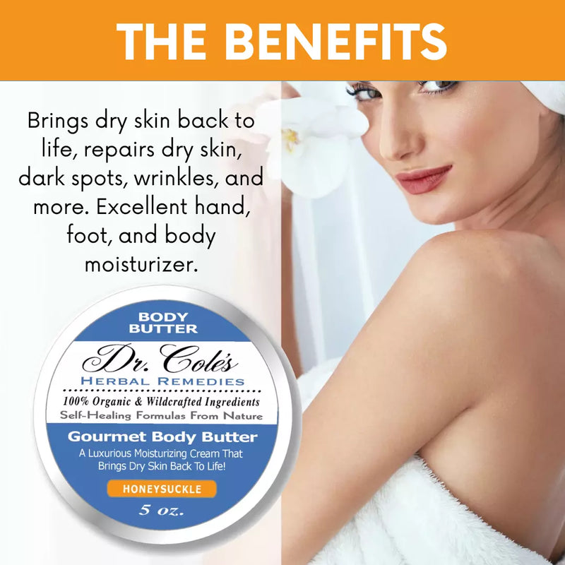 COLEHERBALS LLC 35 - Dr. Cole's Gourmet Body Butter - HONEYSUCKLE Herbal White Smoke