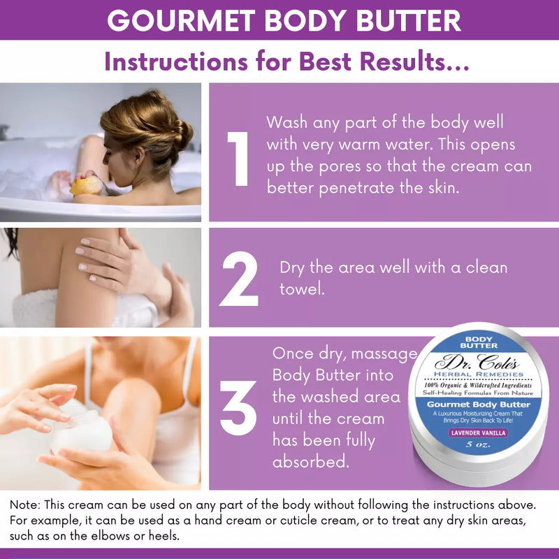 COLEHERBALS LLC 38 - Dr. Cole's Gourmet Body Butter - LAVENDER VANILLA Herbal Medium Purple