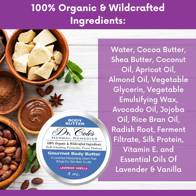 COLEHERBALS LLC 38 - Dr. Cole's Gourmet Body Butter - LAVENDER VANILLA Herbal Medium Purple